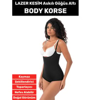 İz İç Göstermez Kaymaz Sıkılaştırıcı Toparlayıcı Şekillendirici LAZER KESİM Gögüs Altı Body Korse (Siyah)