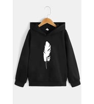 Çocuk Tüy Baskılı Sweatshirt (Siyah)