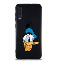 Samsung Galaxy A50 Soft Premier Kapak Donald Duck-A Tasarımlı Silikon Kılıf - Siyah (Şeffaf)