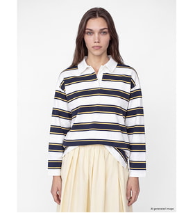 LCW Modest Karışık Polo Yaka Çizgili Oversize Kadın Sweatshirt Tunik