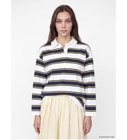 LCW Modest Karışık Polo Yaka Çizgili Oversize Kadın Sweatshirt Tunik