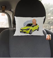 BK Gift Kişiye Özel Plakalı Kadın Renault Megane Karikatürlü Dikdörtgen Araç Koltuk Yastığı-1