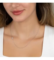 Gümüş  Yan Model Haç Kolye