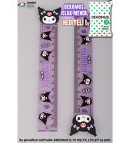 "DEKOMUS ISLAK MENDİL HEDİYELİ" KUROMI "TEKLİ" CETVEL 15 CM (Krem)