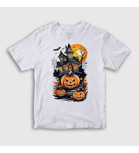 Presmono Unisex Çocuk Beyaz Haunted House V2 Halloween Cadılar Bayramı T-Shirt 500708tt