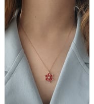 nar çiçeği renk lotus çiçeği model bayan gümüş kolye (Rose)