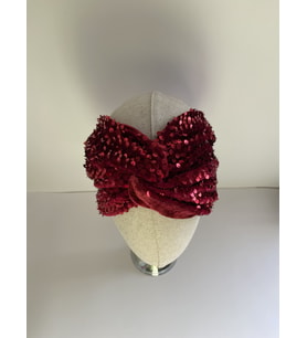 Kırmızı Pullu Payetli Bandana