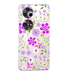 Huawei P50 Pro Uyumlu Kapak Flowers Tasarımlı Şeffaf Silikon Kılıf