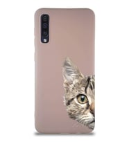 Samsung Galaxy A50S Soft Premier Kapak Catface Tasarımlı Silikon Kılıf - Pudra (Şeffaf)
