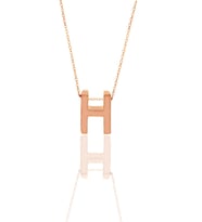Söğütlü Silver Gümüş rose üç boyutlu minimal H   harf kolye