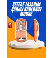 Mouse Fare Kablosuz Mouse Fare Şarjlı Bluetooth Sessiz 5 Tuşlu Şeffaf