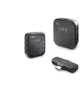 Kablosuz Çiftli Yaka Mikrofon Seti Type-c Lightning Siyah HDX2797