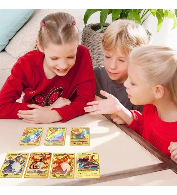 İthal Pokemon Vmax Gold Card TCG DX GX Altın PVC Esnek Oyuncu