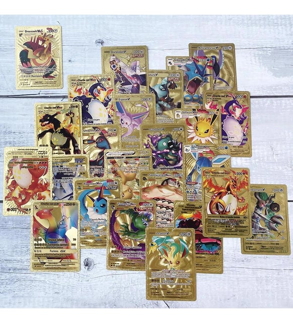 İthal Pokemon Vmax Gold Card TCG DX GX Altın PVC Esnek Oyuncu