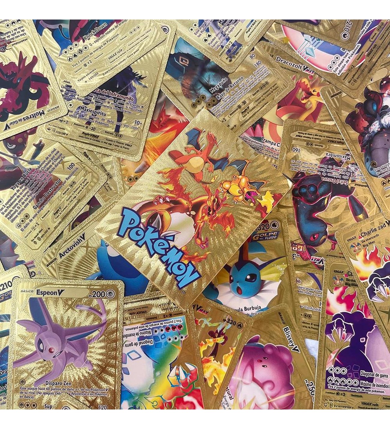İthal Pokemon Vmax Gold Card TCG DX GX Altın PVC Esnek Oyuncu