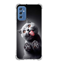 PrintiFy Samsung Galaxy M52 Uyumlu Kedi 2 Baskılı Şeffaf Köşe Korumalı Antişok Kılıf