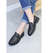 Hakiki Deri  Kadın Casual Ayakkabı 210ZA101 (Siyah)