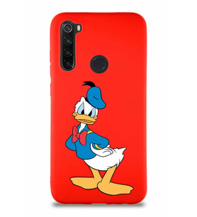 Xiaomi Redmi Note 8 Soft Premier Kapak Donald Duck-D Tasarımlı Silikon Kılıf - Kırmızı (Şeffaf)