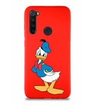 Xiaomi Redmi Note 8 Soft Premier Kapak Donald Duck-D Tasarımlı Silikon Kılıf - Kırmızı (Şeffaf)