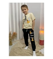 GAP KAREKTER BASKILI MEVSİMLİK 2/8 YAŞ EŞOFMAN TAKIM (Bej - Siyah)