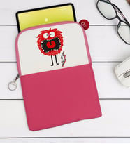 BK Gift Sevimli Canavar Tasarımlı Taşınabilir Koruyucu Tablet Kılıfı & Organizer Çanta - Pembe-1