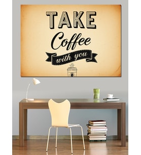 Take Coffee Siyah Tabela Dekoratif Kanvas - Mdf Ahşap Tablo