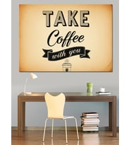 Take Coffee Siyah Tabela Dekoratif Kanvas - Mdf Ahşap Tablo