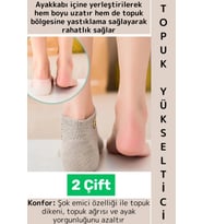 Ayakkabı İçinde Belli Olmaz Rahat Konforlu Boy Uzatıcı Esnek Silikon Ayak Topuk Yükseltici 2 Çift