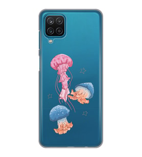 Samsung Galaxy A22 Uyumlu Deniz Anası ve Mantar Tasarımlı Şeffaf Telefon Kılıfı