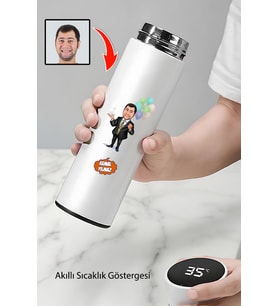 En Yakın Erkek Arkadaşa Doğum Günü Hediyesi Karikatürlü Akıllı Çelik Termos