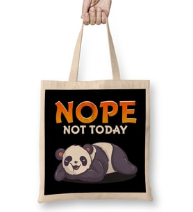 Funny Nope Not Today Cute Napping Panda Pun Bez Çanta Uzun Saplı