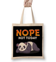 Funny Nope Not Today Cute Napping Panda Pun Bez Çanta Uzun Saplı