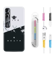 Tecno Spark 6 6 Go 8C 8 Pro 7 7 Pro Kılıf Kablo Koruma Spiral Silikon Life and Death 1339