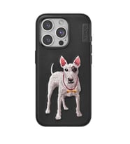 Northcity iPhone 15 Pro Max ile Uyumlu Perma Desenli Kapak - Siyah, Deri Görünümlü Köpek Figürlü Telefon Kılıfı