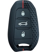 AutoHan Keys Peugeot Citroen Anahtar Kılıfı, Petek Desenli, Siyah, 3 Düğmeli, 208 308 508 2008 3008 5008 Rifter Modelleri için