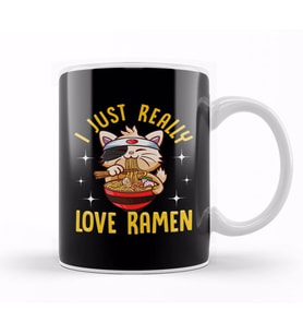 Cute I Just Really Love Ramen Kawaii Anime Cat Kupa Bardak Porselen