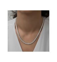 Gümüş 6 mm Beyaz Taşlı Su Yolu Kadın Kolye CSR2185360