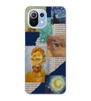 Xiaomi Mi 11 Lite Uyumlu Vincent van Gogh Kolaj Desenli Şeffaf Telefon Kılıfı