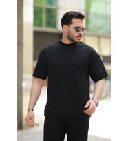 Erkek Basic Oversize Double Face Kumaş Kısa Kollu Tshirt