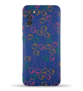 Samsung Galaxy A02s Uyumlu Lansman Kılıf Hello Kitty Tasarımlı İçi Kadife Kapak-Lacivert (Şeffaf)