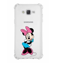 Samsung Galaxy J7  Köşe Korumalı Antişok Kapak Minnie Mouse Tasarımlı Şeffaf  Kılıf