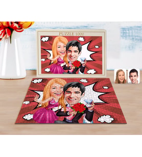 BK Gift Kişiye Özel Sevgililer Karikatürlü 1000 Parça Profesyonel Puzzle-9