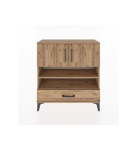 Arges Şifonyer 4 Raflı Tek Çekmeceli 2 Kapaklı 88x30x96 Çam-Çam
