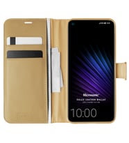 Microsonic Casper Via F20 Kılıf Delux Leather Wallet Gold