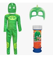 Pj Masks Kertenkele Kostümü -Pijamaskeliler Kostümü Gekko Kostümü - Kuyruklu Model - HEDİYELİ PAKET (Yeşil)
