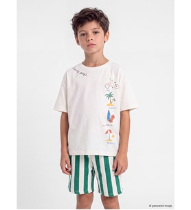 LCW Kids Beyaz Baskılı Erkek Çocuk Takım
