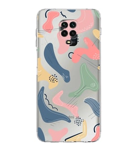 Xiaomi Redmi Note 9S  Kamera Korumalı Kapak Abstract Tasarımlı Şeffaf  Kılıf