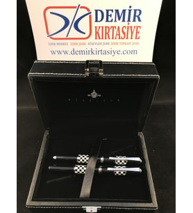 Steelpen Force Serisi 8601 Siyah Beyaz Dolma Kalem+Tükenmez Kalem