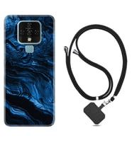 Tecno Camon 16 18P Pova Kılıf Boyun Askılı Silikon Blue MArble 1379