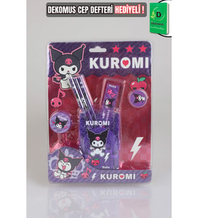 x Dekomus Lisanslı Kuromi 7'li Kırtasiye Seti Cetvel,3 Adet Kurşun Kalem,Silgi